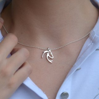 Large Pendant contour silver with diamond